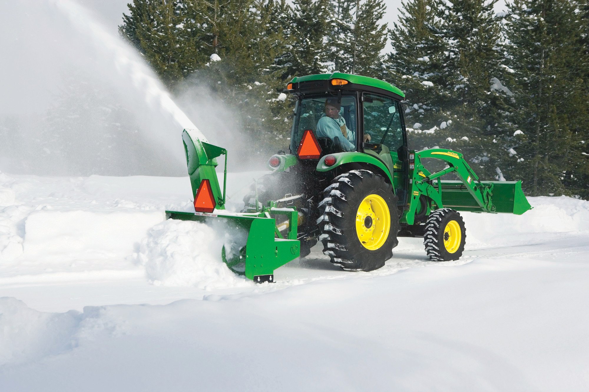 John Deere 3046R with Frontier Snow Blower